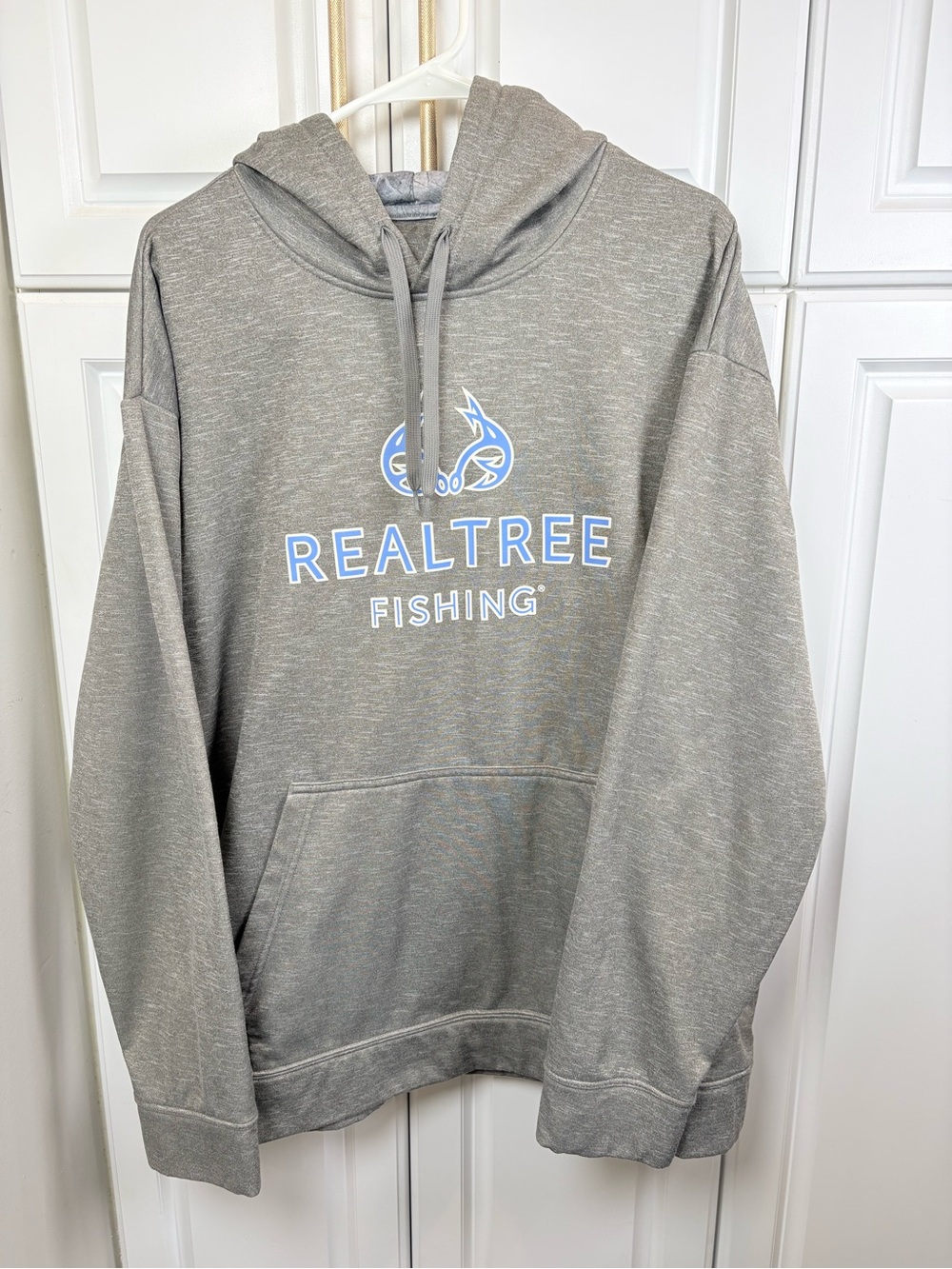 Realtree Gray Crewneck Hoodie with Light Blue Logo